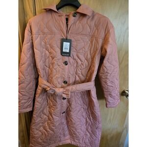 Womens Who What Wear Pink Trench Coat Small